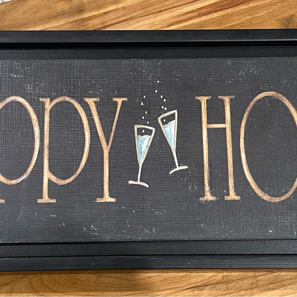 Framed Happy Hour Wall Sign - Picture 2 of 4